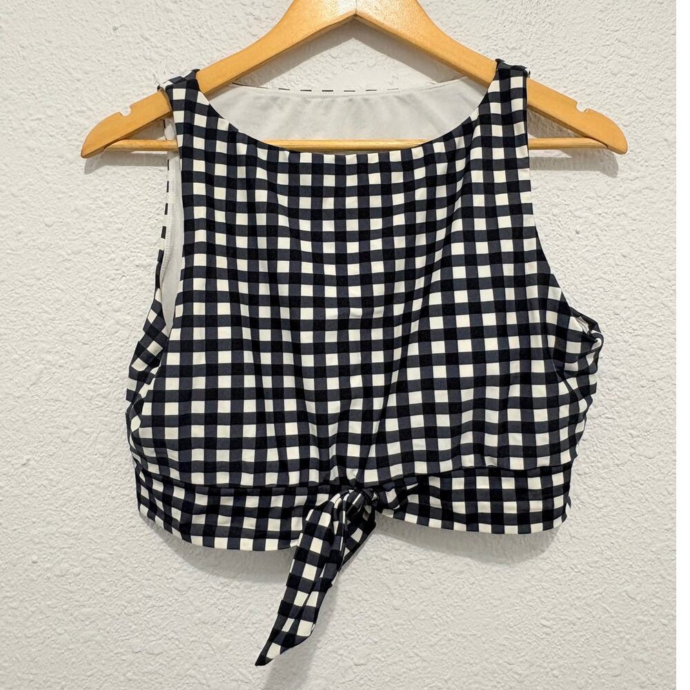 Lime Ricki Gingham Tankini Top Bikini Top Swim High Neck Cropped